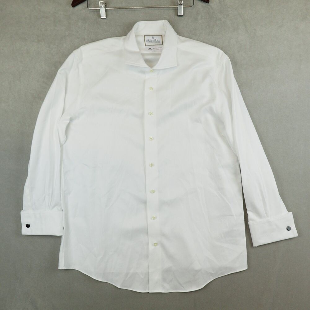 Brooks Brothers Luxury Shirt Collection Thomas Mason Dress Shirt Slim Size 17/33